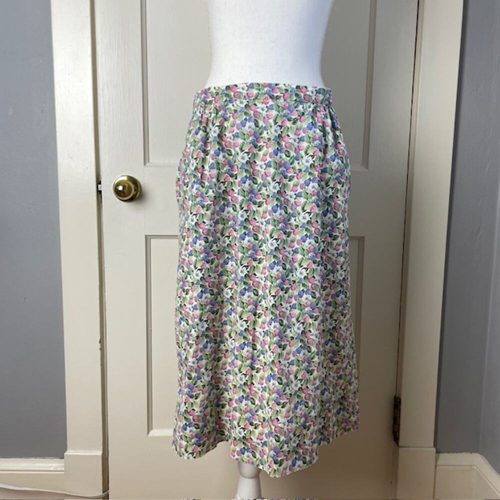 Margaret Smith Berry Print Midi Skirt Cottagecore Garden Floral Size 12 USA